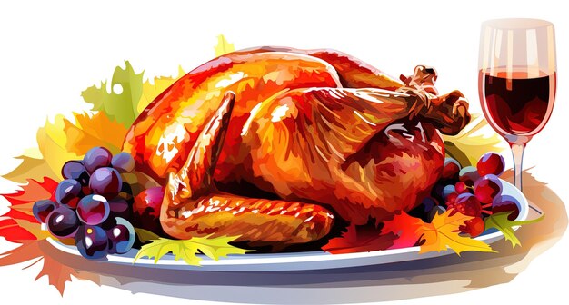 a painting of a turkey with a turkey on the side
