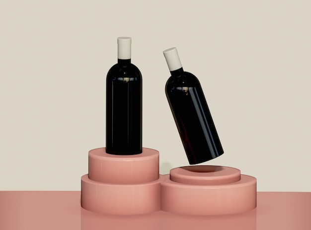 Foto un dipinto di due bottiglie di vino con sopra la parola 