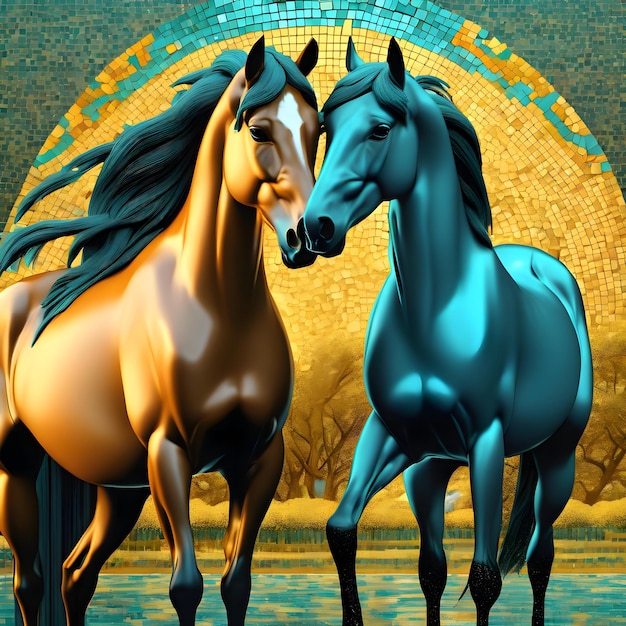 картина с изображением двух лошадей и надписью «слово».