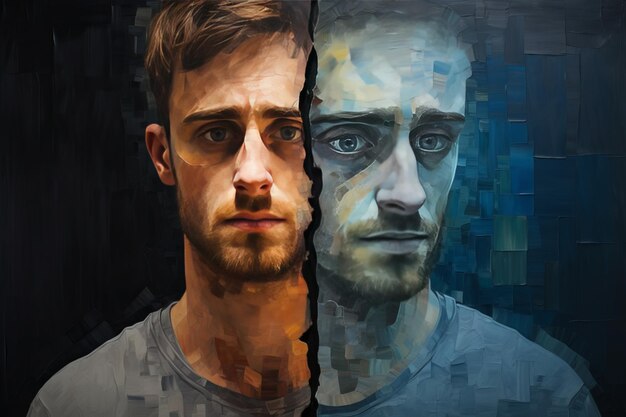 Painting of Two Mens Faces