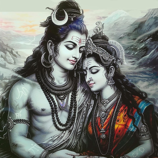 a painting of two people with the word god on it