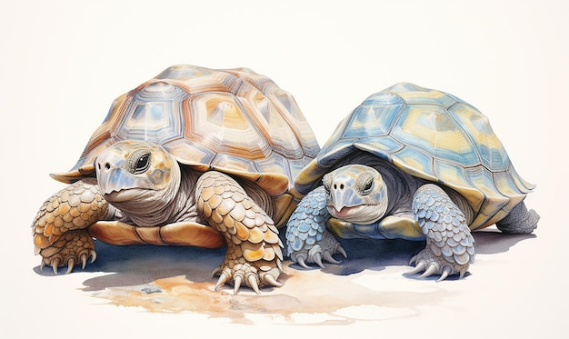 Photo a painting of two turtles with one being petted by a turtle