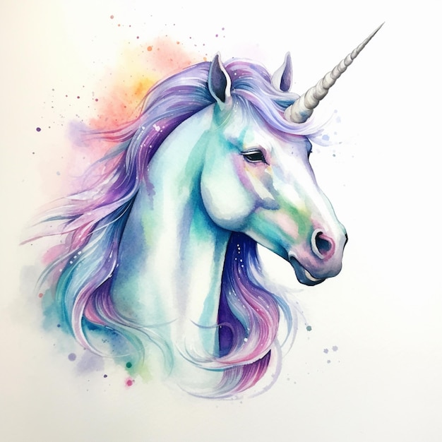 painting of a unicorn with a long mane and a colorful mane generative ai