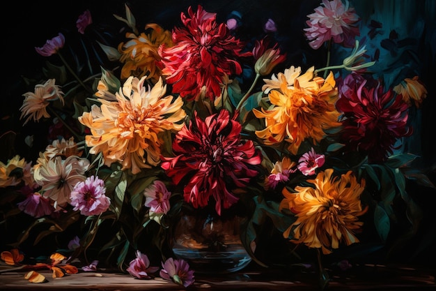 Картина вазы с цветами со словом георгин на ней.