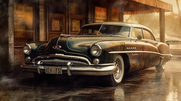 Картина старинного автомобиля из фильма chevrolet bel air.