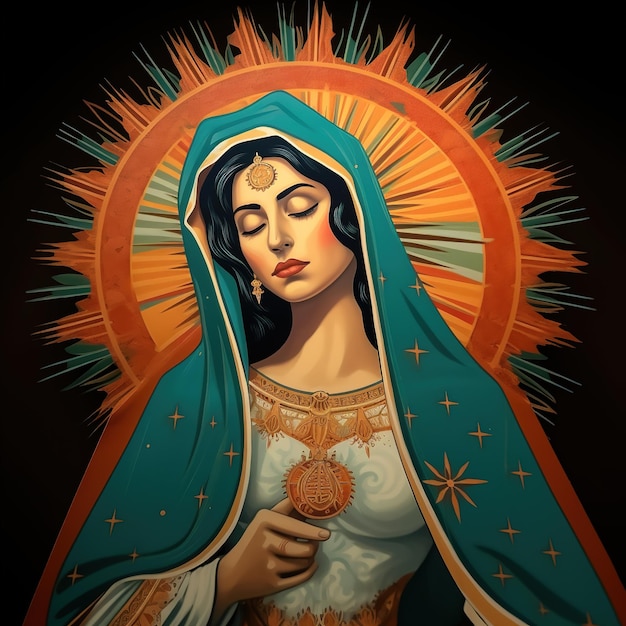 Premium AI Image | A painting of a virgin mary with the word jesus on it