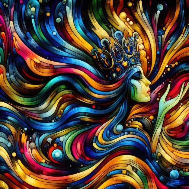 Photo a painting of vivid abstract lively colorful queen