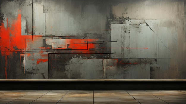 Foto un muro dipinto con una linea rossa su uno sfondo opaco