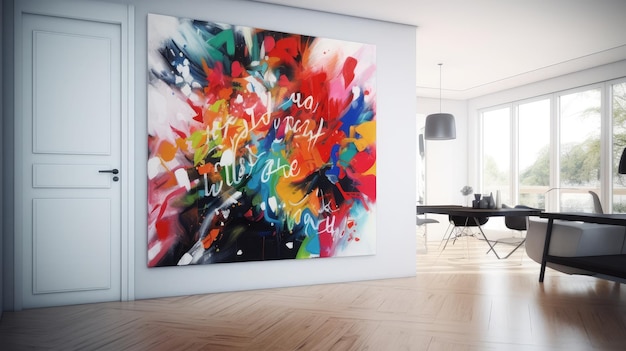 A painting on a wall with the words " you're real " on it.