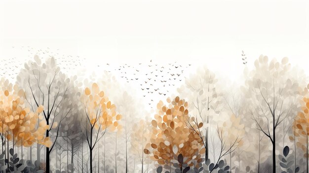 Painting in watercolor of an autumnal scene generative ai