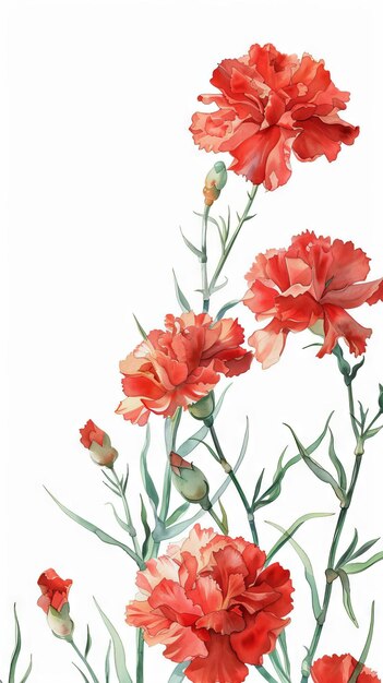 Photo painting watercolor flower background illustration floral nature red flower background copyspas