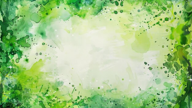 a painting of a watercolor painting with green and yellow bubbles