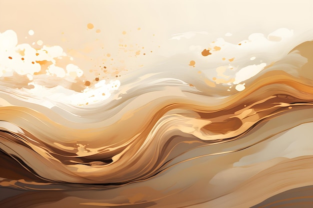 a painting of a wave of brown and white paint Acrylic painting of a Island