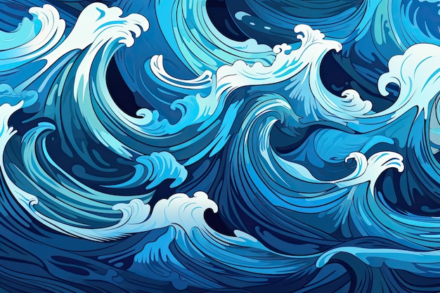 a painting of a wave that has the word quot blue quot on it