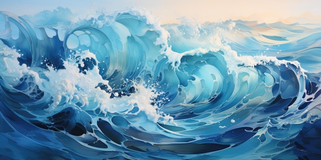 a painting of a wave that is titled blue.