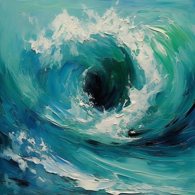 a painting of a wave that is titled the wave breaking.