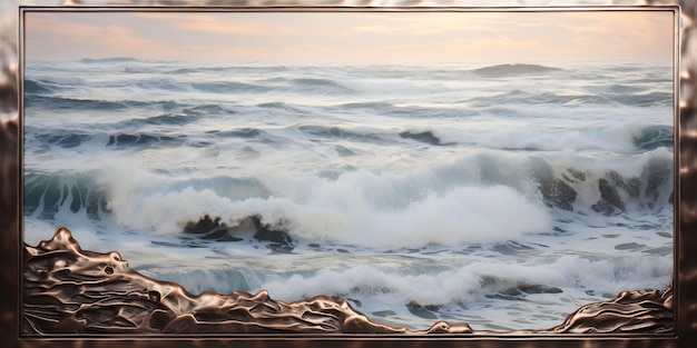 a painting of a wave in the water with a frame that says quot the word quot on it