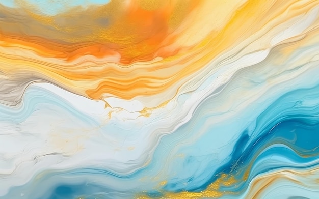 a painting of a wave with the colors of the sunset