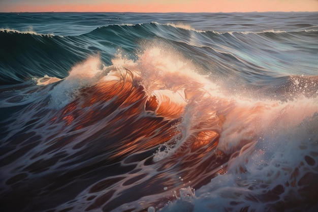 海という言葉が描かれた波の絵
