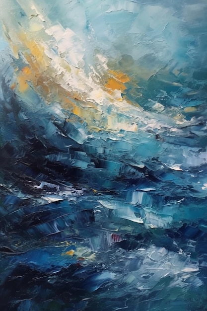 A painting of a wave with the word ocean on it