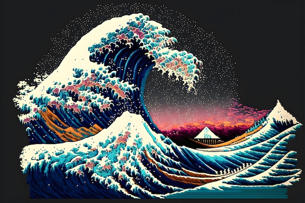 Premium Photo | A painting of a wave with the word wave on it