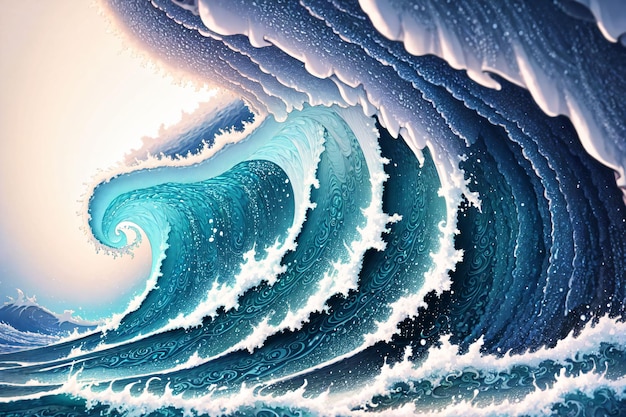 A painting of a wave