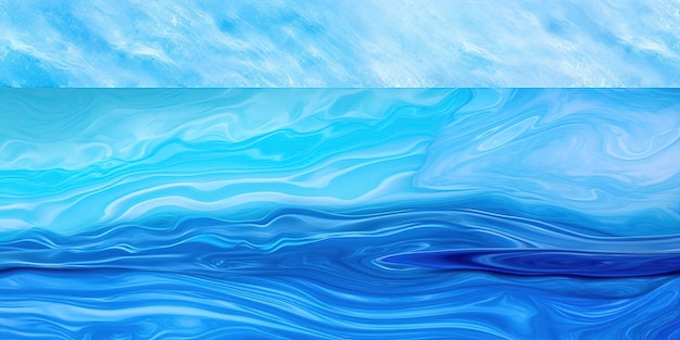 a painting of waves and the ocean with a blue and white background