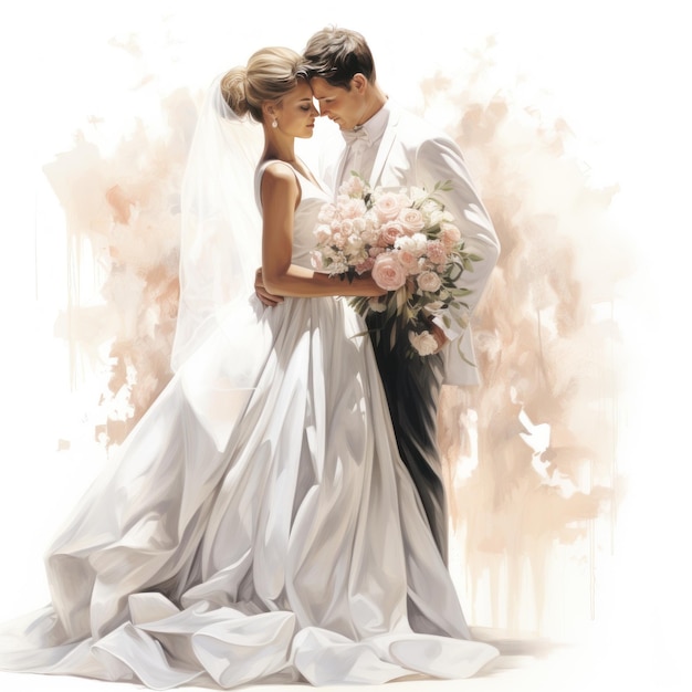 painting a wedding illustration clean and simple character