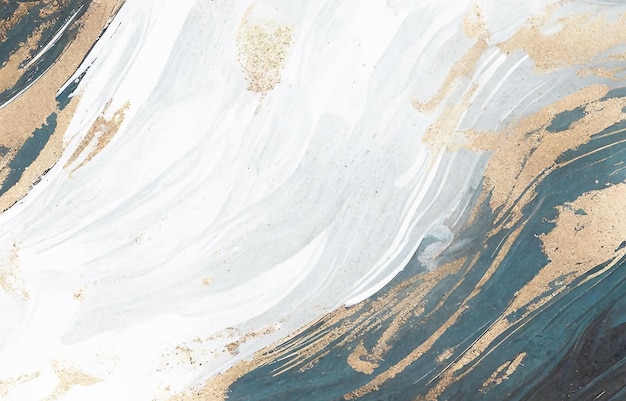 A painting of a white and gold marble background.