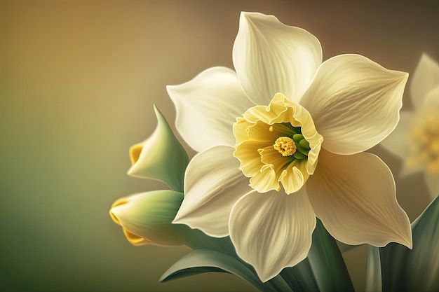 A painting of a white and yellow flower generative AI