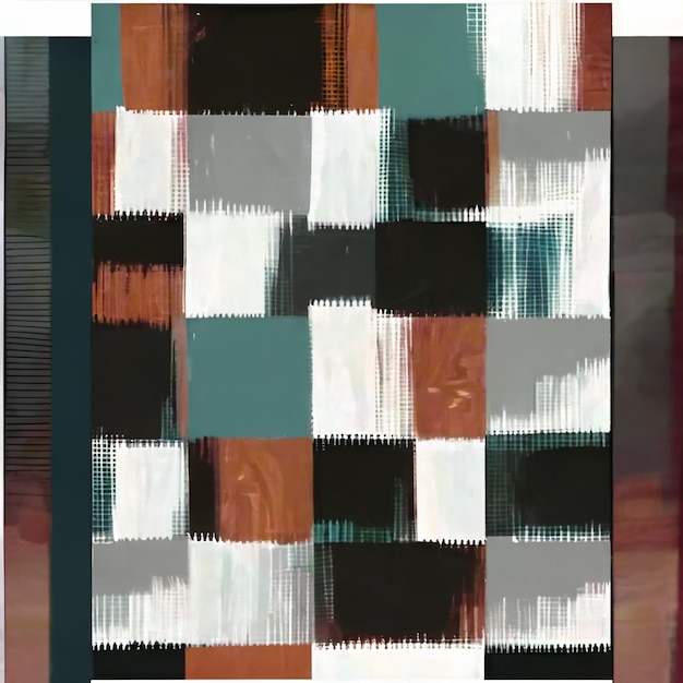 A painting with a brown and white checkerboard pattern.
