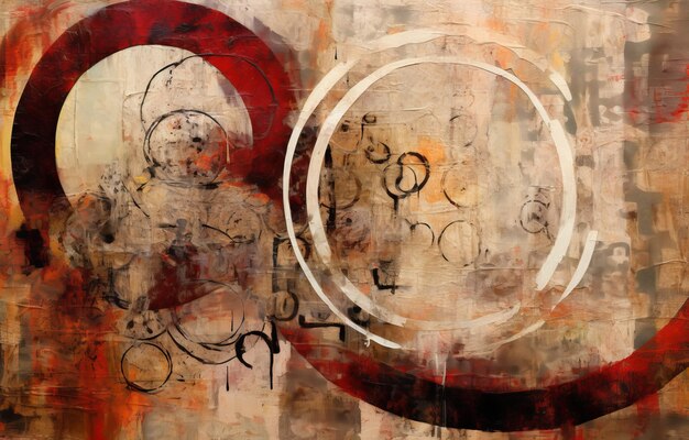 A painting with a circle and the word o on it