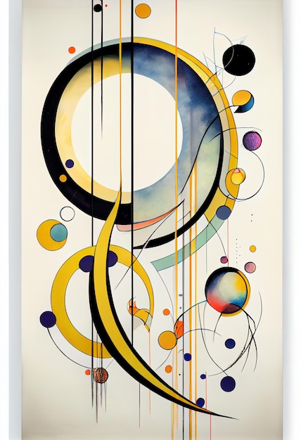 A painting with circles and the word