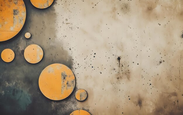 A painting with orange circles on it