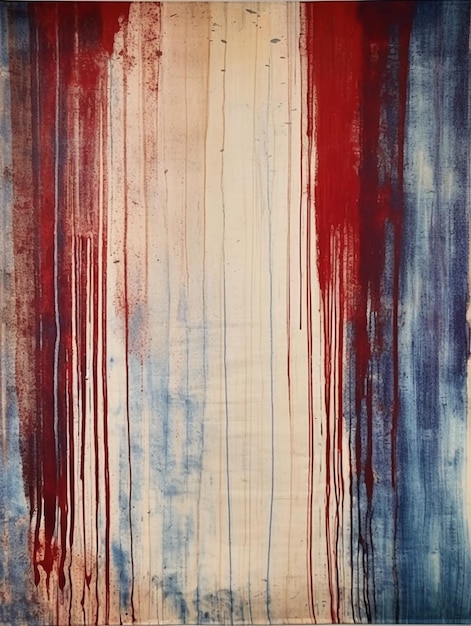 A painting with red, white and blue stripes and the words " i love you " on the bottom right.