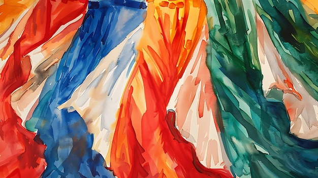 a painting of a woman in a colorful dress