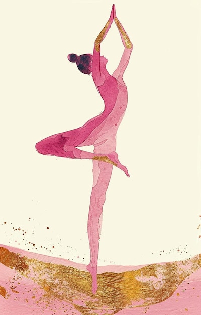 a painting of a woman doing a yoga pose