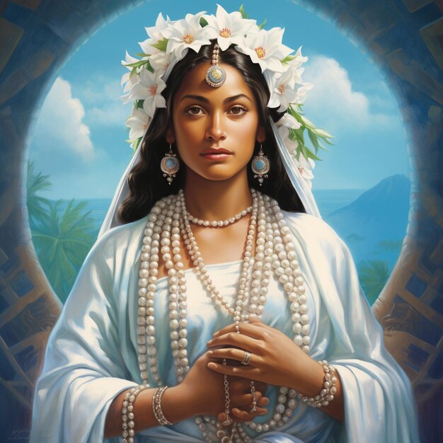 a painting of a woman from the tribe.