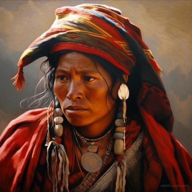 Картина женщины из племени