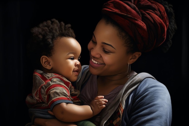 A painting of a woman holding a baby