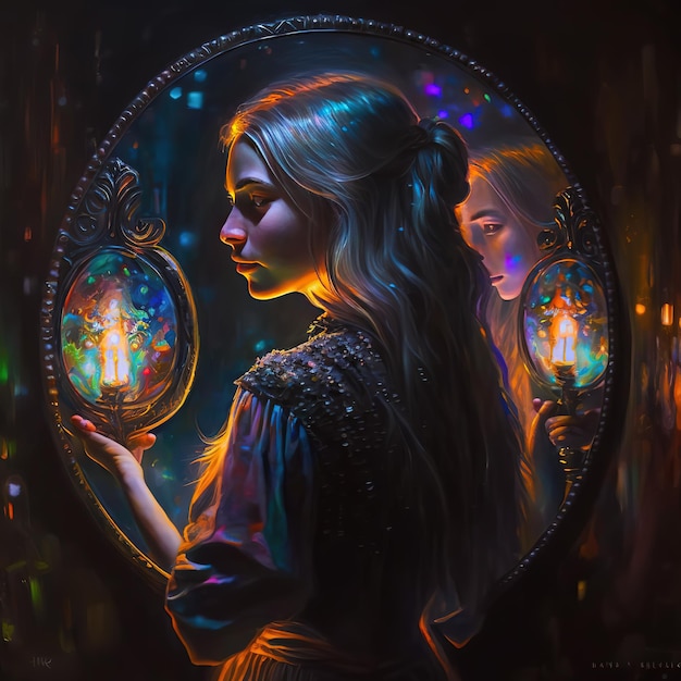 Картина женщины, держащей фонарь, на которой написано: «Свет горит». '