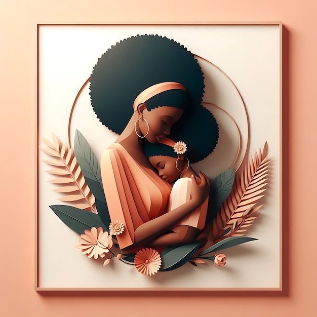 a painting of a woman hugging a child