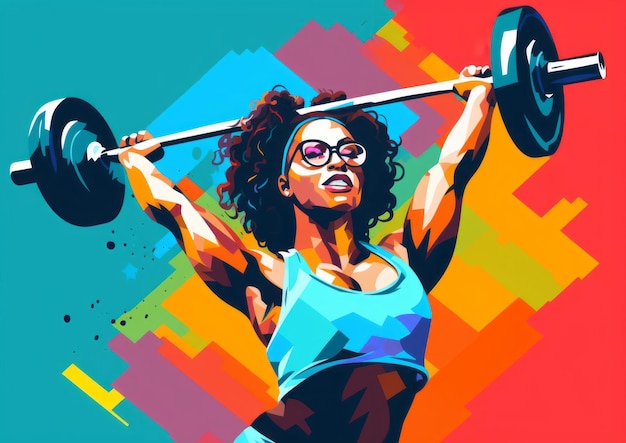 Photo a painting of a woman lifting a barbell