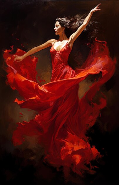 Foto a painting of a woman in a red dress with the red dress on it