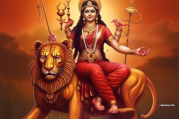 A painting of a woman sitting on a lion