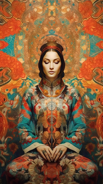 Картина с изображением женщины в традиционном китайском платье.