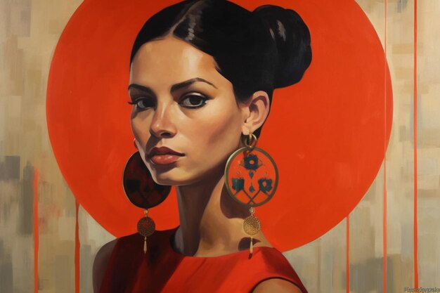 Photo a painting of a woman with big earrings