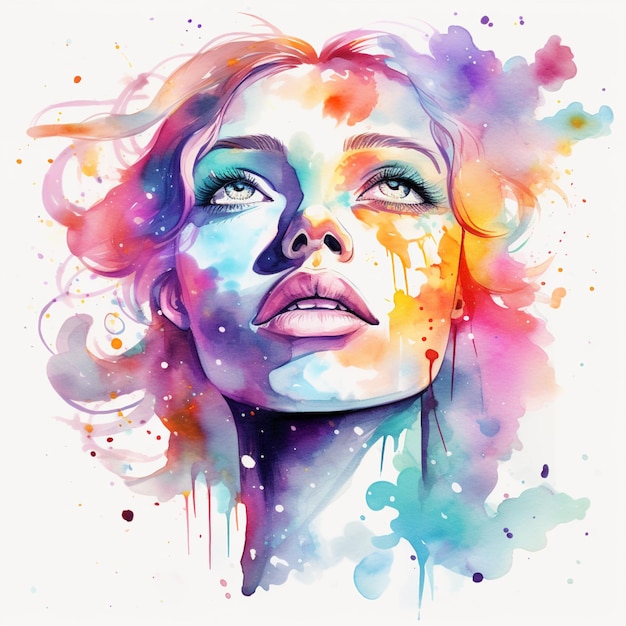 Premium AI Image | painting of a woman with colorful paint on her face ...