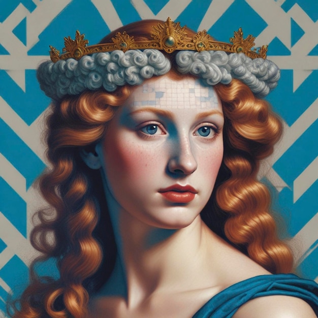 Photo a painting of a woman with a crown on her head