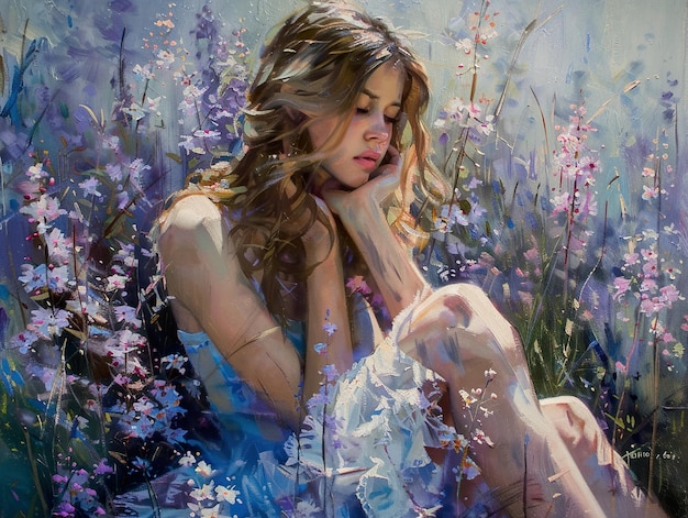 a painting of a woman with a dress on and the word  she is